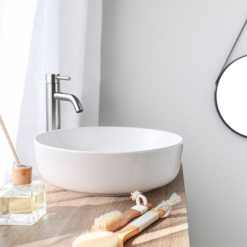 Robinet pour salle de bain à poignée simple Aquaterior, Nickel brossé