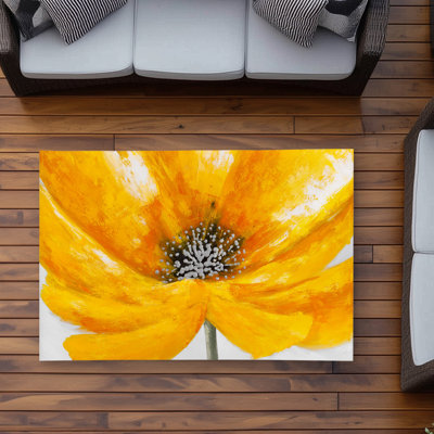 Big Yellow Flower - Contemporary Outdoor Area Rug for Home Decor