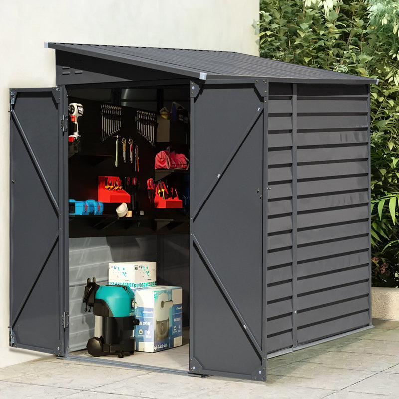 Outdoor Steel Storage Shed, Grey