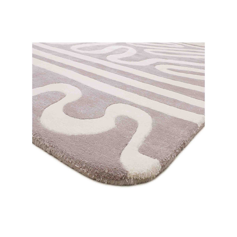 Lombard Abstract Area Rug in Ivory/Pink, Rectangle 10' x 14'