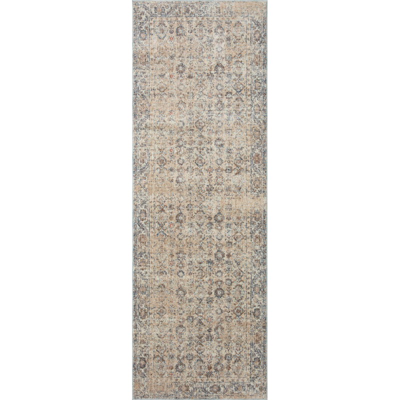 Tapis beige / denim Angela Rose x Loloi Blake, Tapis de couloir 2 pi 7 po x 13 pi