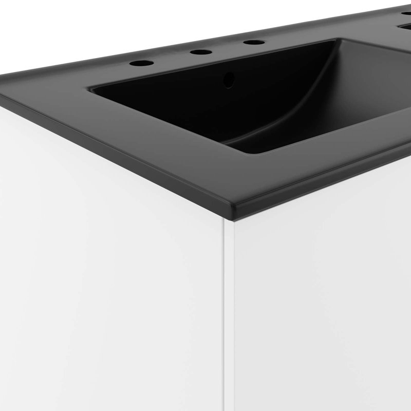  Vitality 48" Double Sink Bathroom Vanity, Black, White