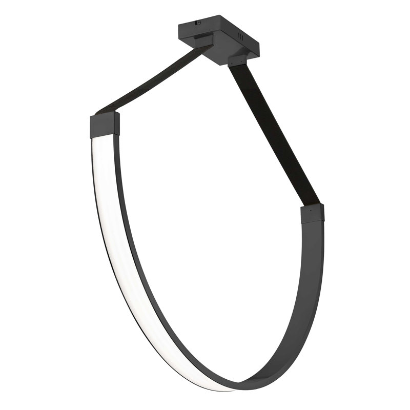 Luminaire suspendu à 1 lumière Carlheinz, H 21,75 po x l 40 po x P 2,5 po, Noir mat
