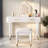 Modern Vanity Table Set With Touch Screen Lighted Mirror, Dressing Table And A Cushioned Stool