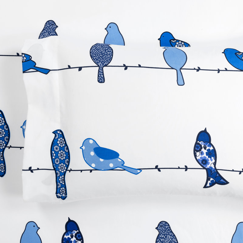  Birds Soft Sheet Set, King Sheet Set+Fitted Sheet+4 Pillowcases
