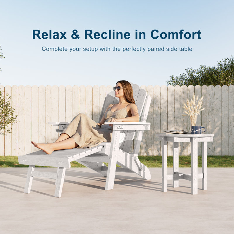 All-Weather HDPE Patio End Table, Easy Maintenance Small Outdoor Table, Fade-Resistant Side Table for Backyard, Pool, Porch 