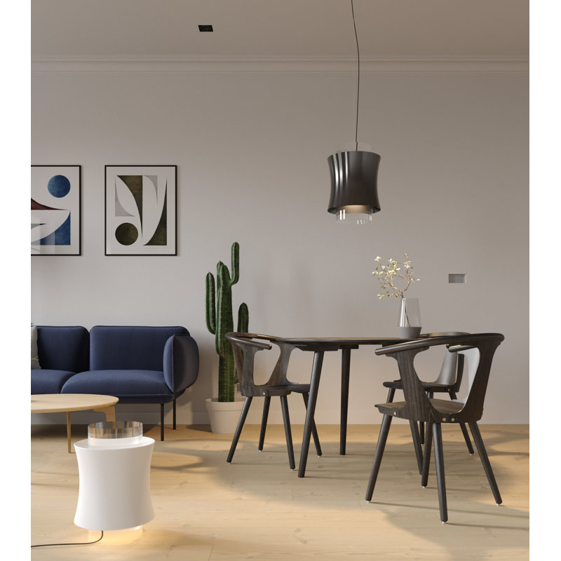 Fez 1 - Light Chrome Unique/Statement Pendant, 200cm H x 30cm W x 30cm D, Glossy Black