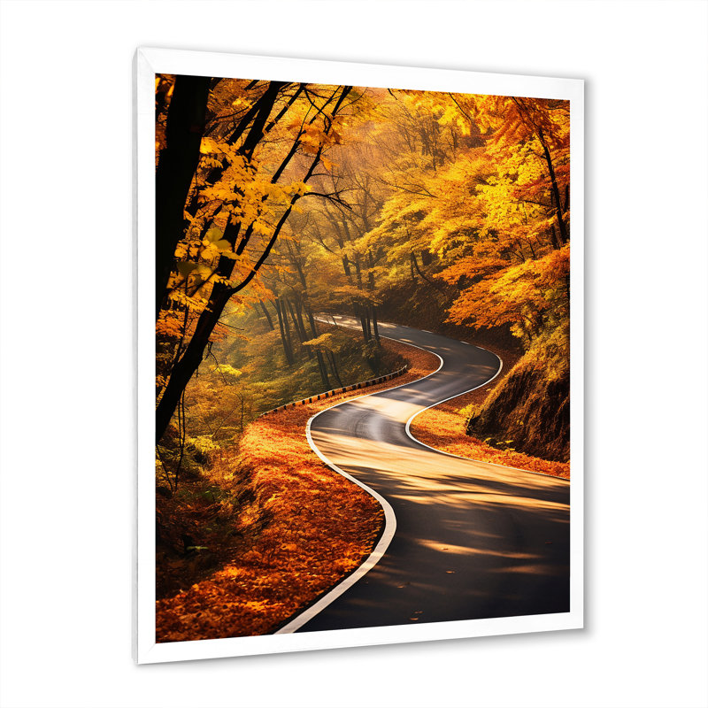 Chemin doré de l'automne, Cadre simple blanc, H 32 po x l 16 po x P 1 po