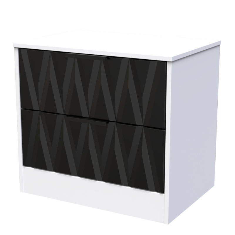 Besmir 58cm W Manufactured Wood Bedside Table, Deep Black/White