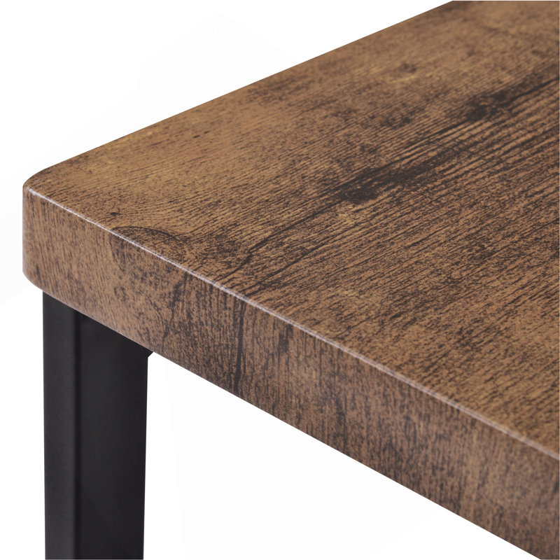 Table de salle à manger à hauteur de comptoir extra longue avec 3 tabourets, ensemble de table de pub avec repose-pieds, brun