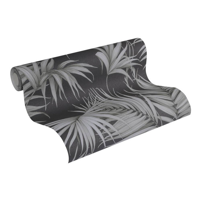 Rouleau de papier peint texturé L 33 pi x l 21 po, Gris / argent / noir
