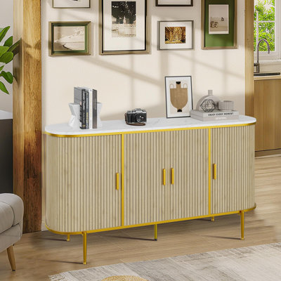 Fluted Nightstand with Drawer, Mid-Century Modern Bedside Table, MDF Wood with Natural Oak Finish, Single Drawer & Open Shelf for Bedroom, Living Room