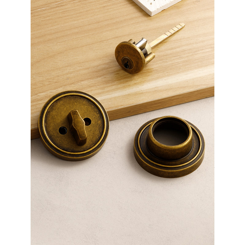 MRML Deadbolt Brushed Gold Keyed Entry Dead Bolt Lock, Single Cylinder, Lock with Key, Used for Exterior Front Entrance Entry Door