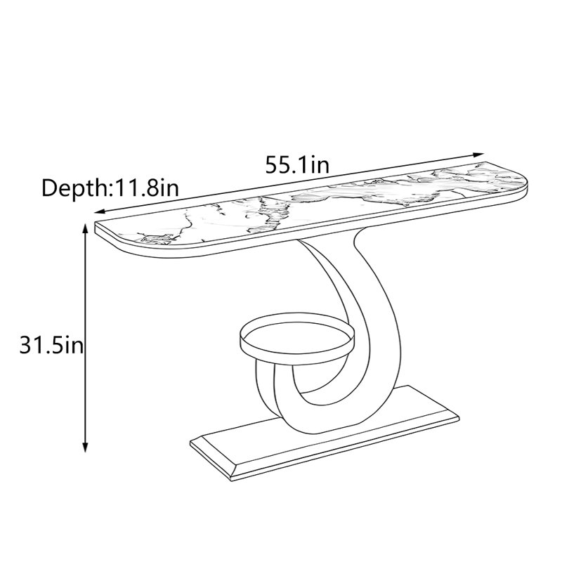 Console Luxury, 31.5" H x 55.1" W x 11.8" D, Noir