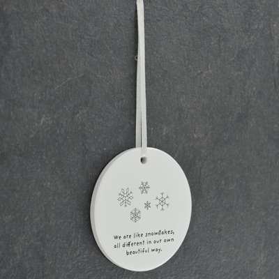 Carley We Are Like Snowflakes Circle Shaped Ceramic Ornament