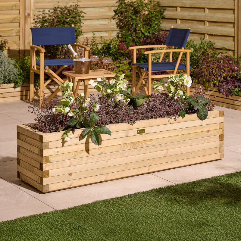 Wood Planter Box, 37 cm H x 120 cm W x 40 cm D