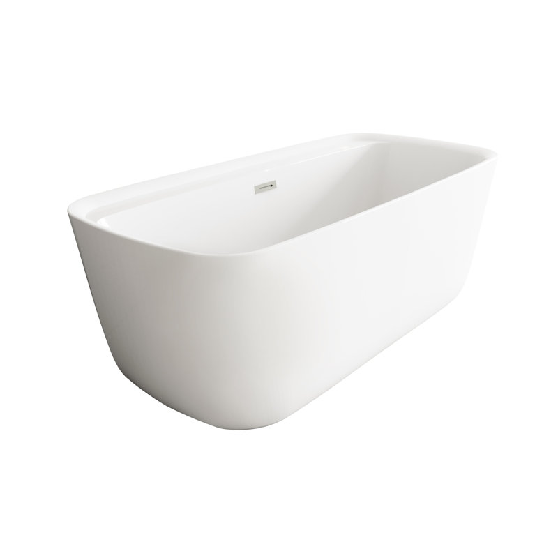 Cavidan 66.9375'' x 30.75'' Freestanding Soaking Bathtub, Brushed Nickel