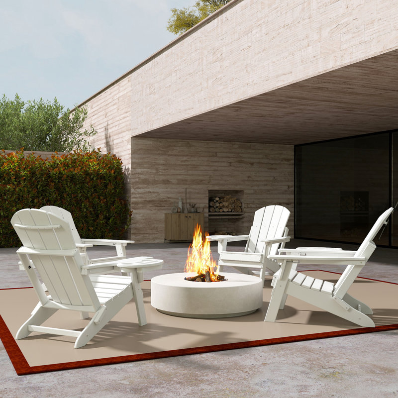 Hdpe Folding Adjustable Adirondack Chair Set Of 4, White