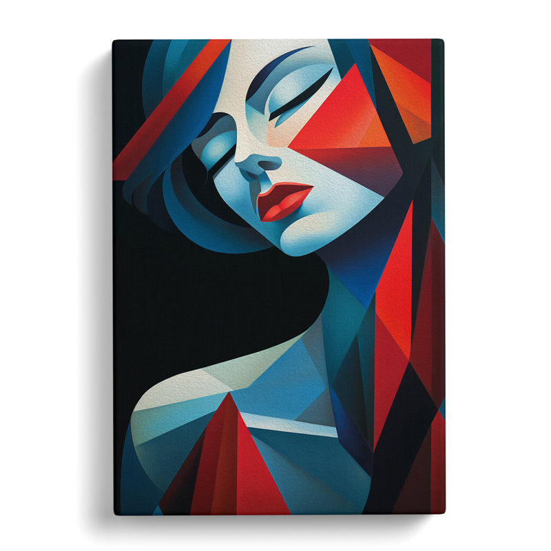Art Deco Woman Cubism - Wrapped Canvas Print, 60cm H x 40cm W x 3cm D