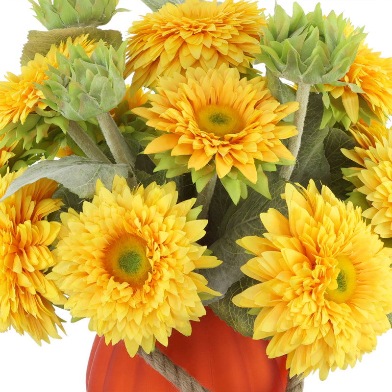 Sunflower Fall Arrangement in a Glass Pumpkin Vase