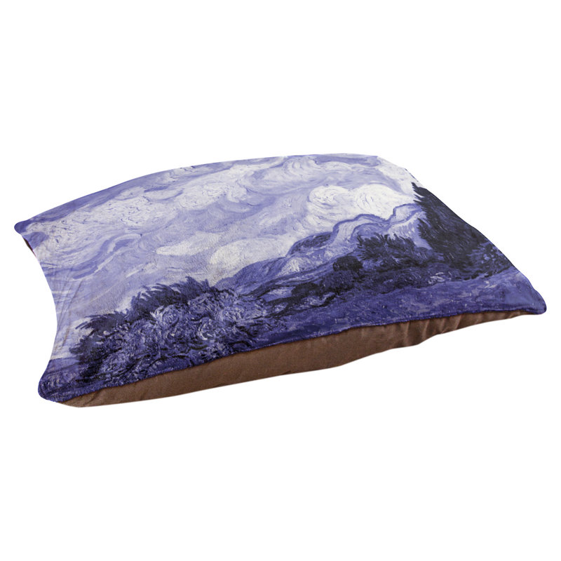 Coussin de concepteur indigo wheatfield avec blé cyprès Burk, L 42 po x l 52 po, Bleu / brun foncé