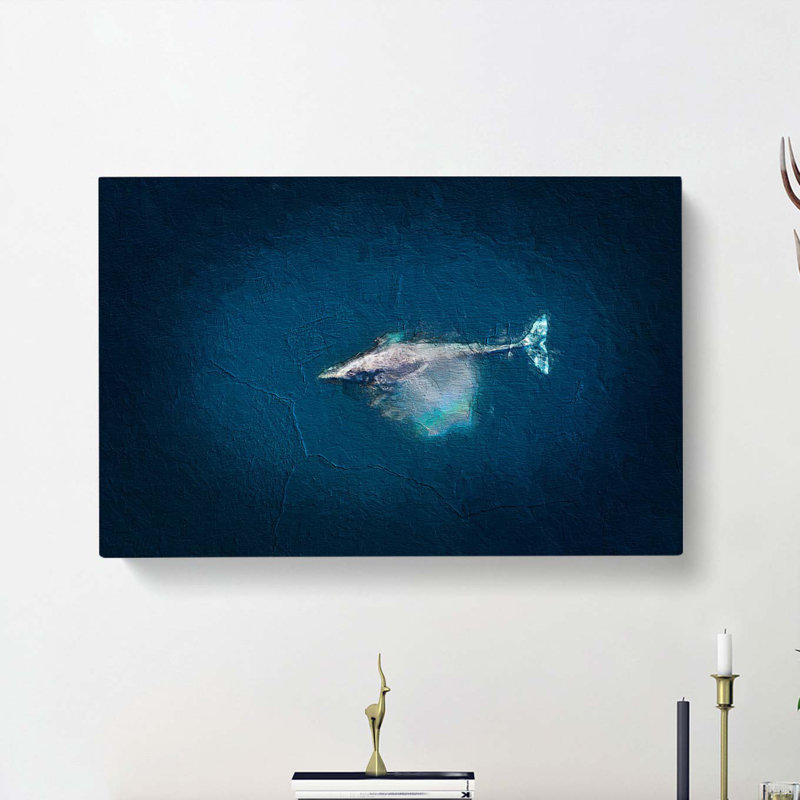 Swimming Dolphin - Wrapped Canvas Painting, 35cm H x 50cm W x 3cm D