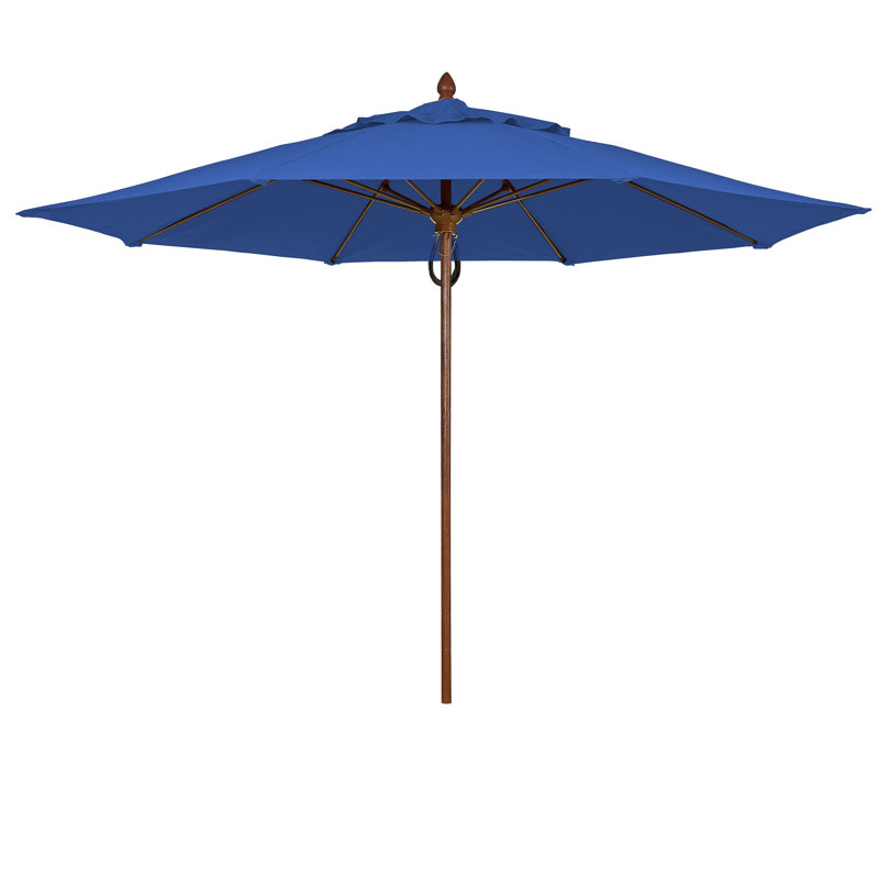 Parasol de marché 11 'Prestige, Teck, Bleu pacifique