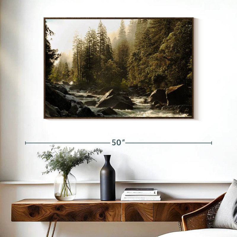 Yosemite Merced River, Floating Frame Walnut, 40" X 27"