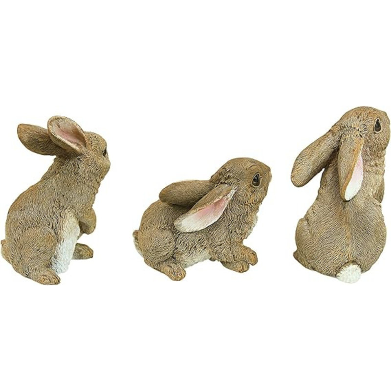 3 Piece Baby Bunny Rabbit Garden Statues Set