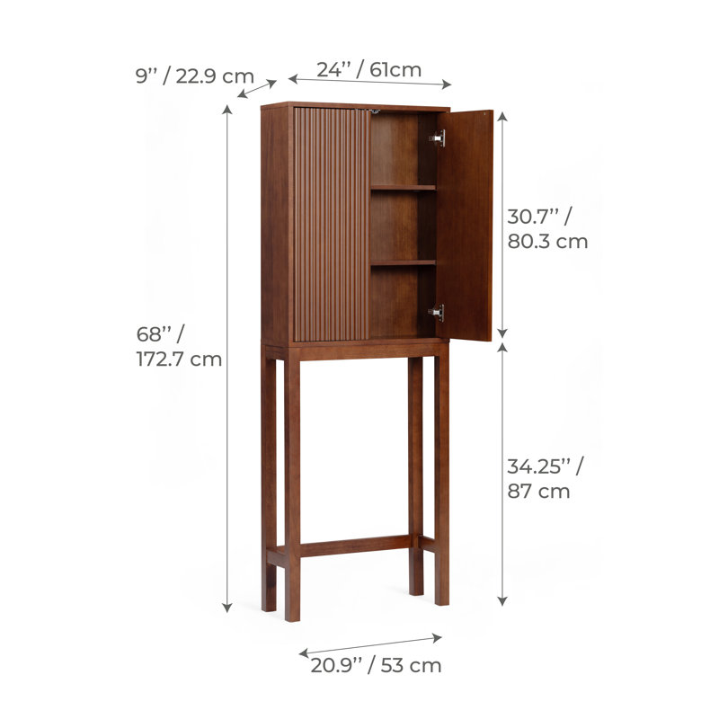 Tremolo 2 Door Over-Toilet Storage Cabinet With Sturdy Shelves for Bathroom Organization, Walnut