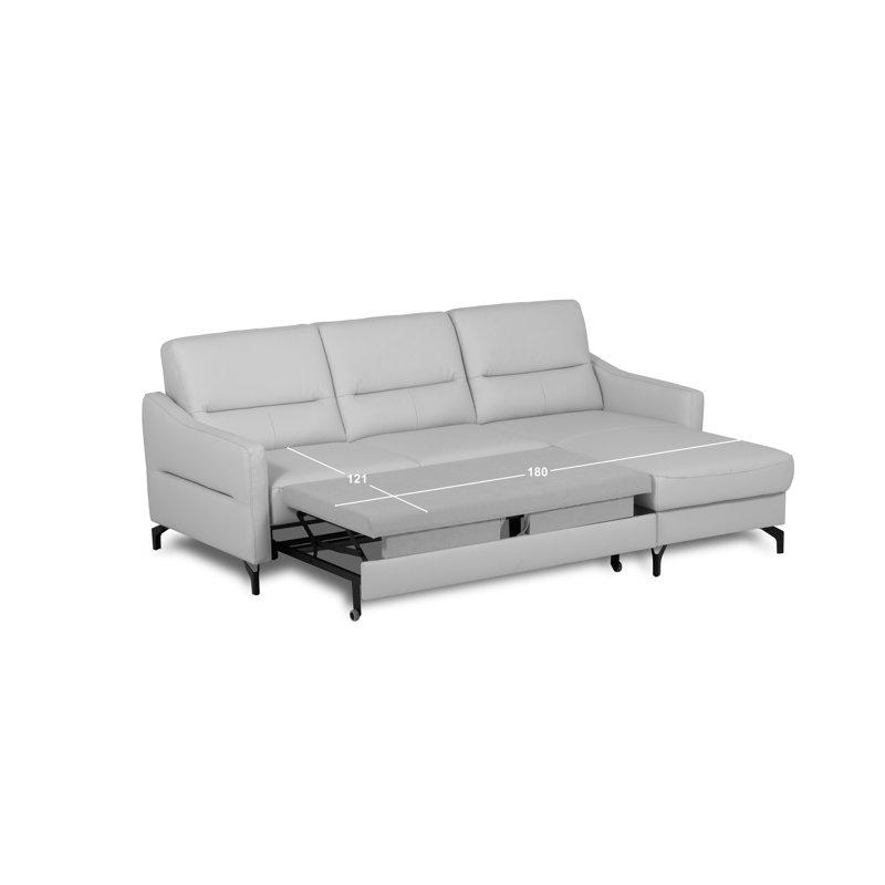 Falkirk Leather Corner Sofabed, Black, Right Hand Facing