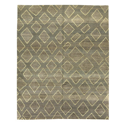 Tapis gris foncé et gris noué à la main de haute qualité
