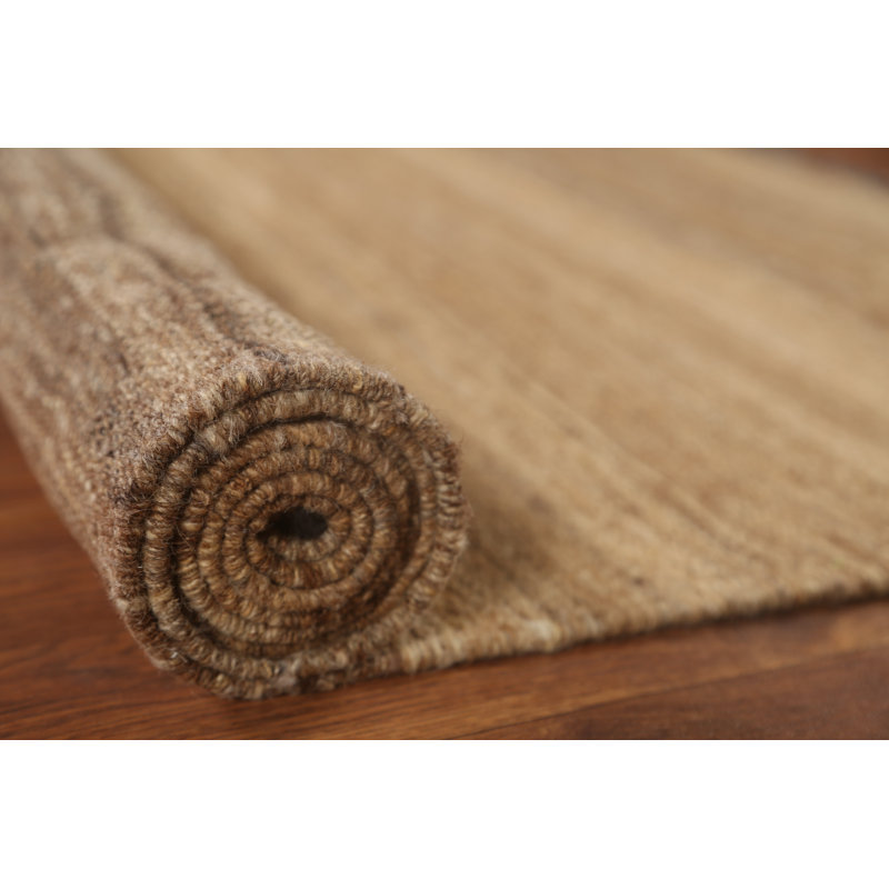 Tapis unique en laine noué à la main brun / beige nouvel âge 5 pi 2 po x 6 pi 8 po