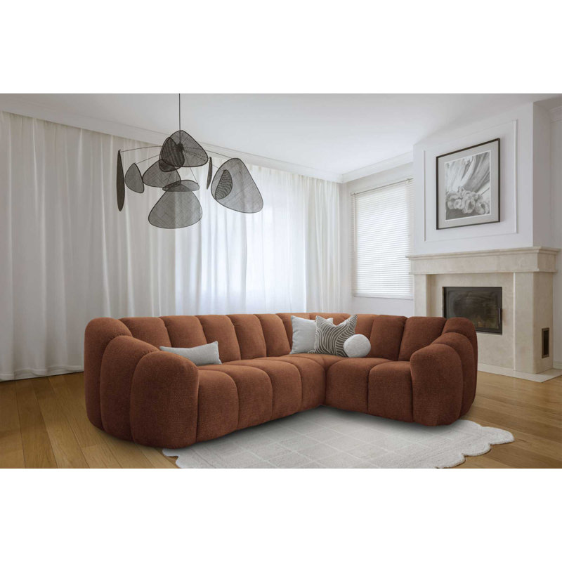 Shell Corner Sofa , Orange, Right Hand Facing
