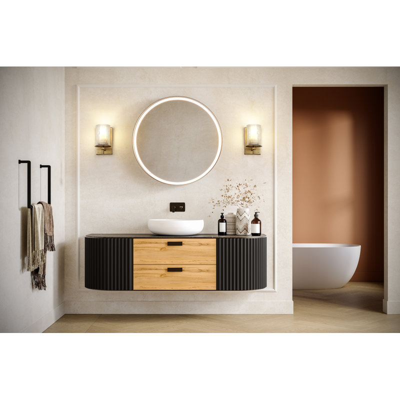 Applique murale 1 lumière Roddrick en noir mat, Or moderne