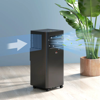 Climatiseur portatif 10000 BTU pour les pièces jusqu'à 441 pieds carrés Ft., Unité de climatisation 3 en 1 avec déshumidificateur, ventilateur de refroidissement, sommeil, télécommande, minuterie 24H marche / arrêt, trousse d'installation de fenêtre, noir