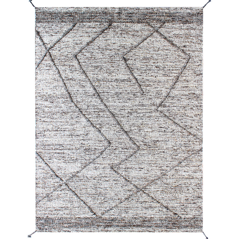 Tapis noir et blanc marocain de haute qualité noué à la main, Rectangle 9 pi x 12 pi