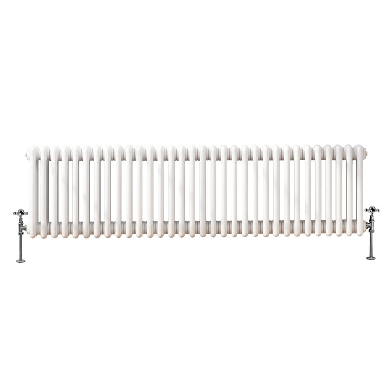 Tryphosa Traditional 2 Column Horizontal Designer Radiator, White, 30cm H x 146cm W