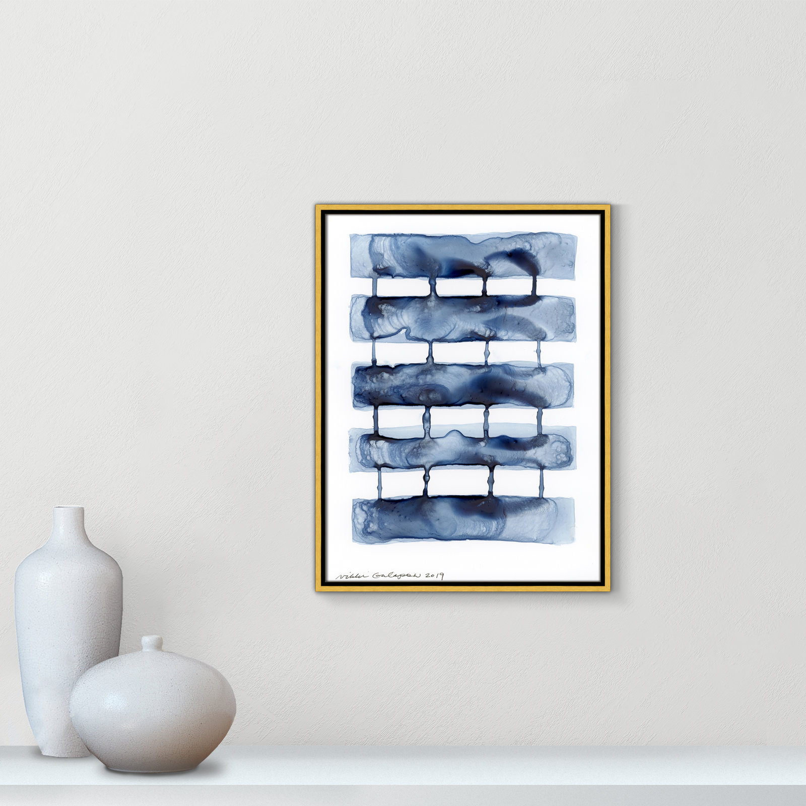 Stitched Together I by Nikki Galapon - Solid Wood Rectangle Print Single Piece Item on Canvas, Gold Framed Canvas
