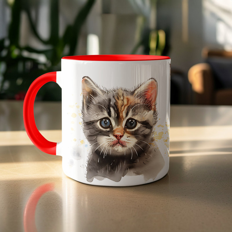 Ceramic Coffee Mug, Red, 4