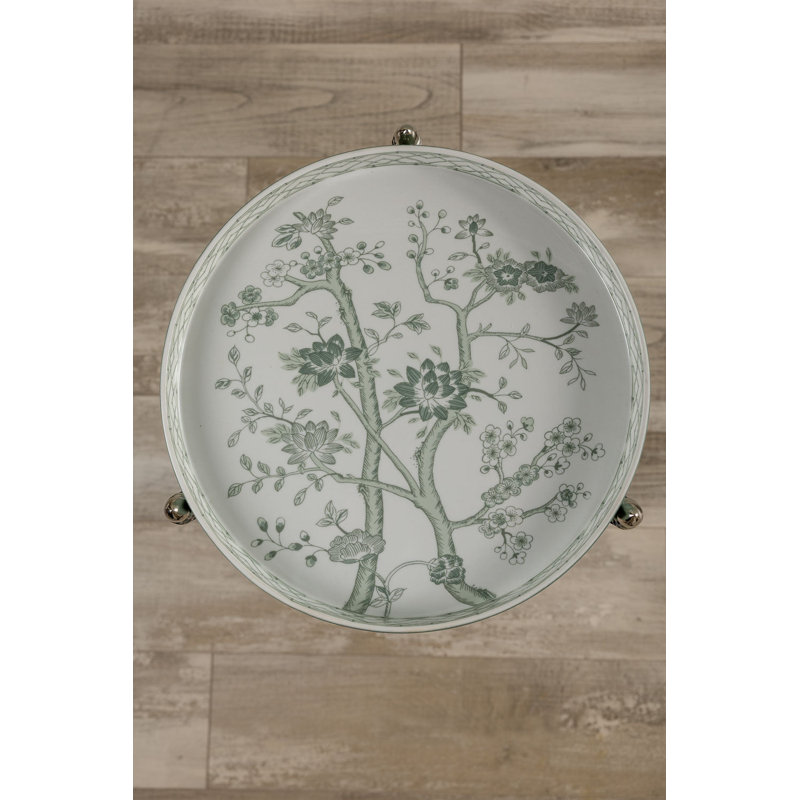 Jardin Tray with Stand, Green, Polished Nickel