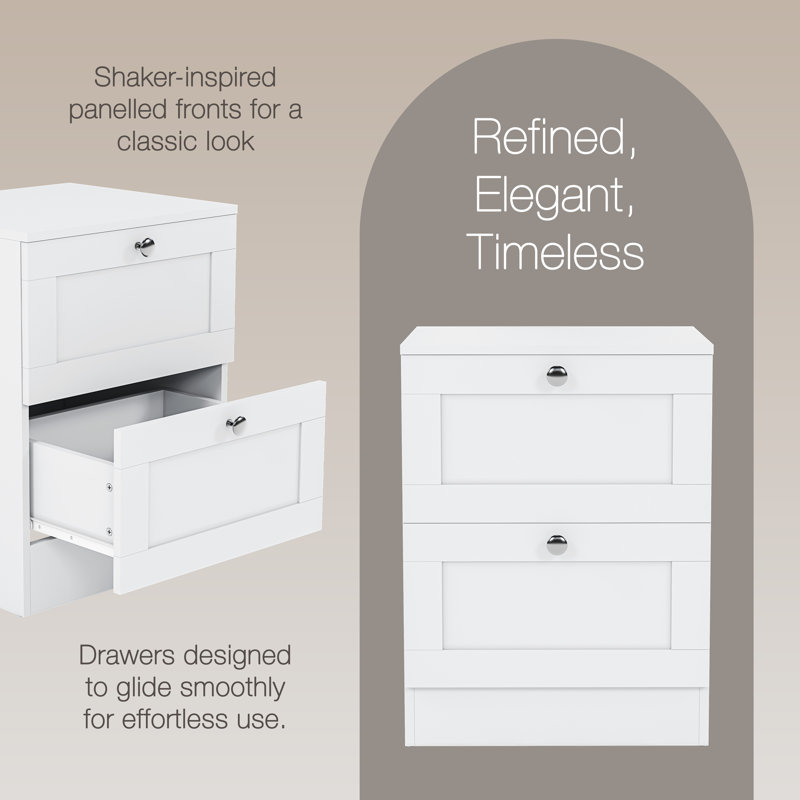 Tasneem 2 Drawer Bedside Table Compact Nightstand Storage Cabinet Modern Bedroom Side Table, White