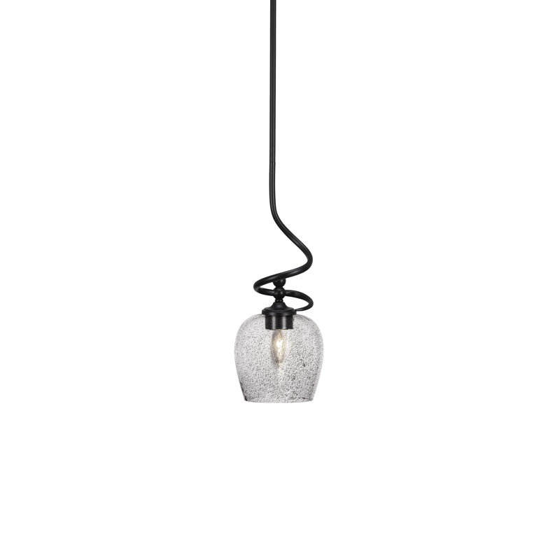 Mini-luminaire suspendu avec tige en verre fumé 6 po, Noir mat
