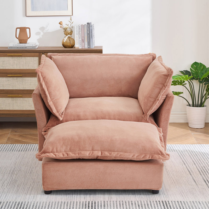 Canapé rembourré avec repose-pieds Danieal, Rose