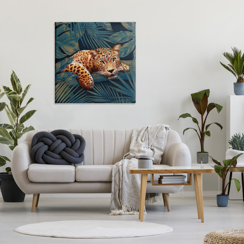 Art mural, art tropical, léopard tropical, H 36 po x l 36 po