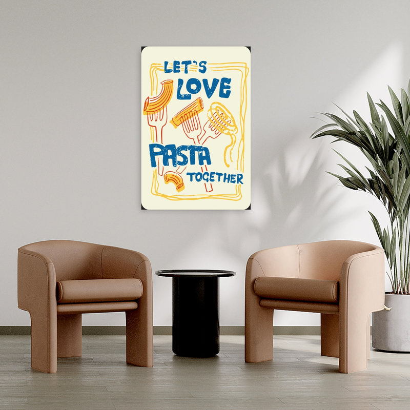 «Love Pasta Together», art mural rétro, H 36 po x l 24 po
