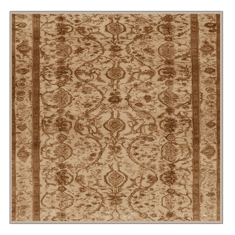 Tapis beige lavable à la machine, Carré 3 pi