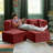 Shontae Zipline Convertible Compression Sleeper Loveseat, Ottomans & Pillows, Textured Microvelvet-73338527