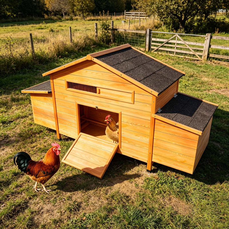 Grand poulailler en bois 70 ＂, Naturel