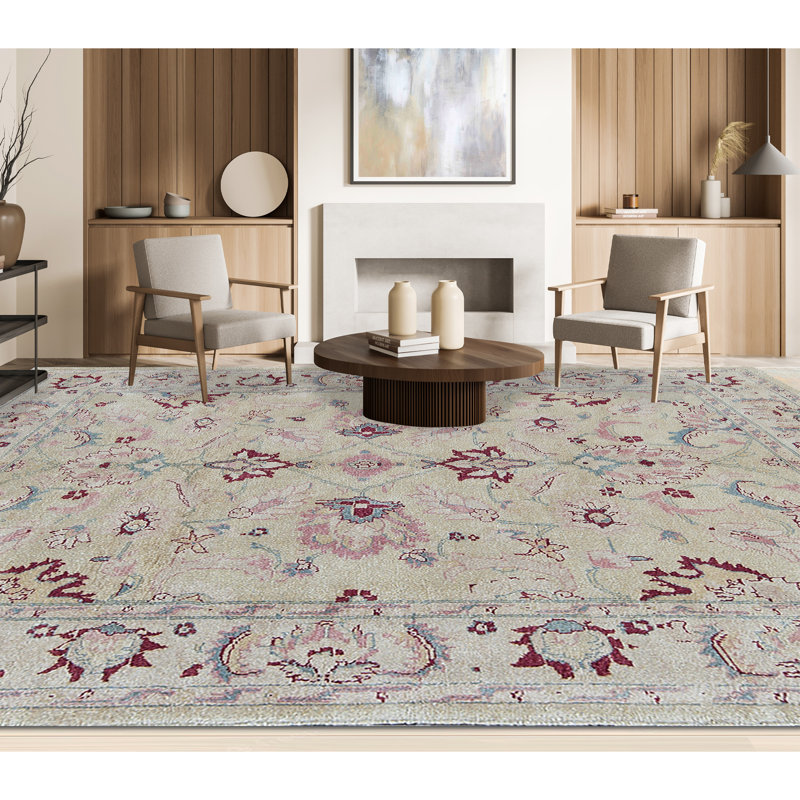 Hand-Knotted High-Quality Beige Area Rug